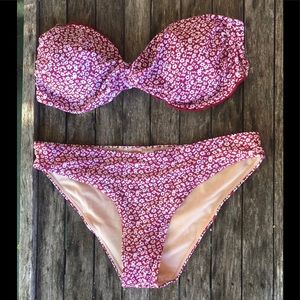 Calico Print Twist Bikini Set
